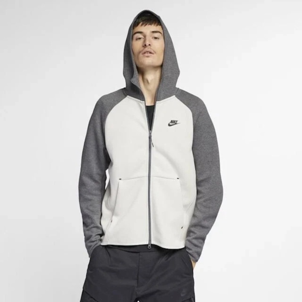 Nike Sportswear Tech Fleece Full Zip Hoodie Beige Grey Jacket 928483-072 Mens XL